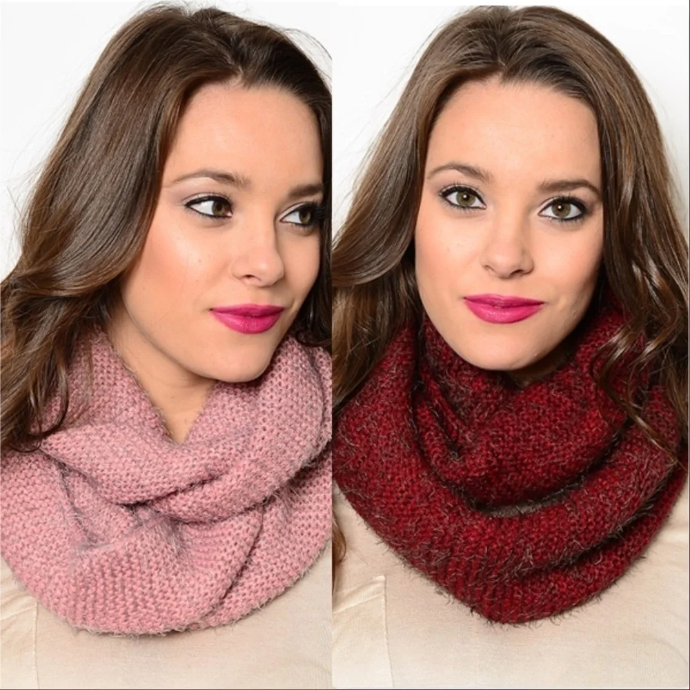 FUZZY KNIT INFINITY SCARF
